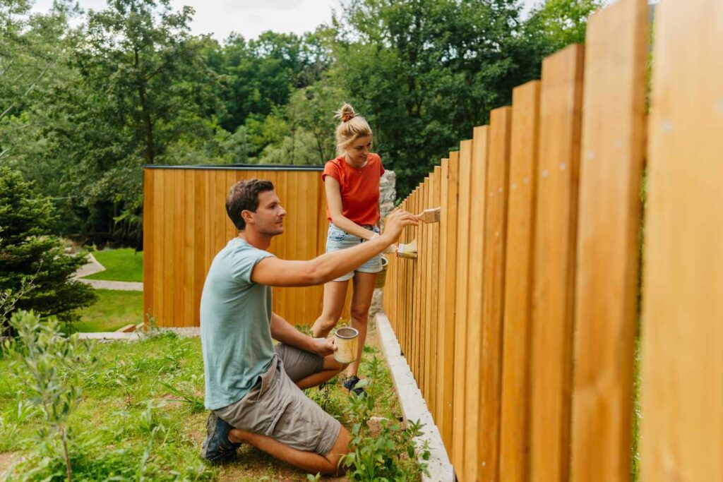 Fence repair work on a wooden garden fence in Dublin