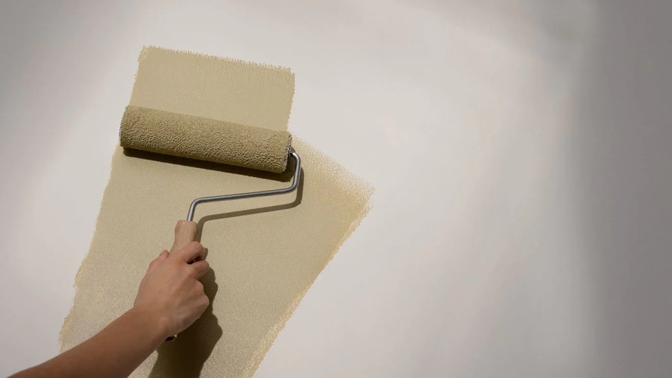 Painter applying high quality finish to a wall in Dublin