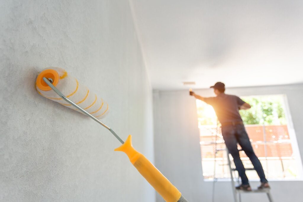 Professional residential painter working in a Dublin home