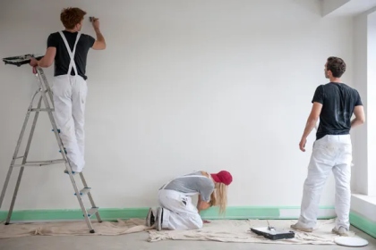 Professional painter working on office and warehouse painting in Dublin