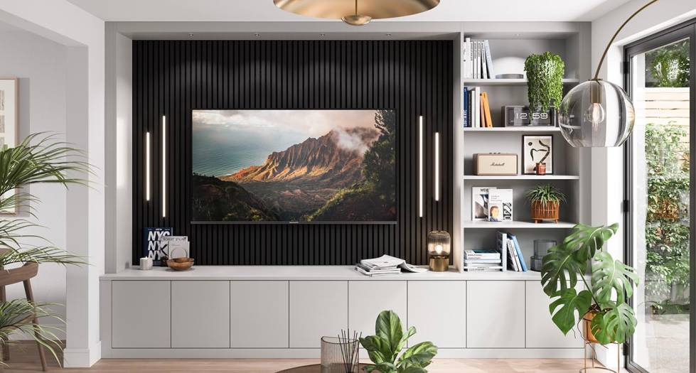 Feature wall paneling installed in a Dublin living room